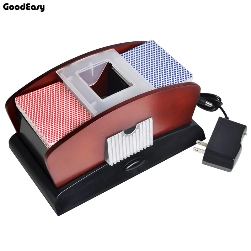 Kopen Deluxe 2 Dek Hout KAARTENSCHUDMACHINE Dubbele Gebruik Perfect Voor Schuifelen een Of Twee Dek Van Card Automatische Machine Poker Kaartenschudmachine