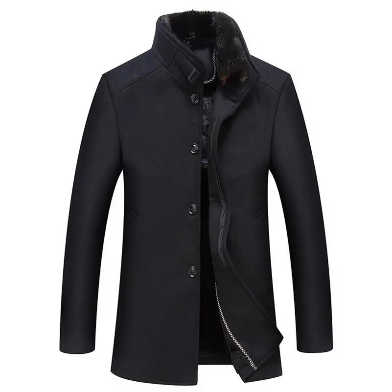 Новое зимнее теплое пальто для среднего возраста и возраста, мужские шерстяные пальто для отдыха, мужские цветные модные куртки/повседневные мужские пальто - Цвет: Dark grey