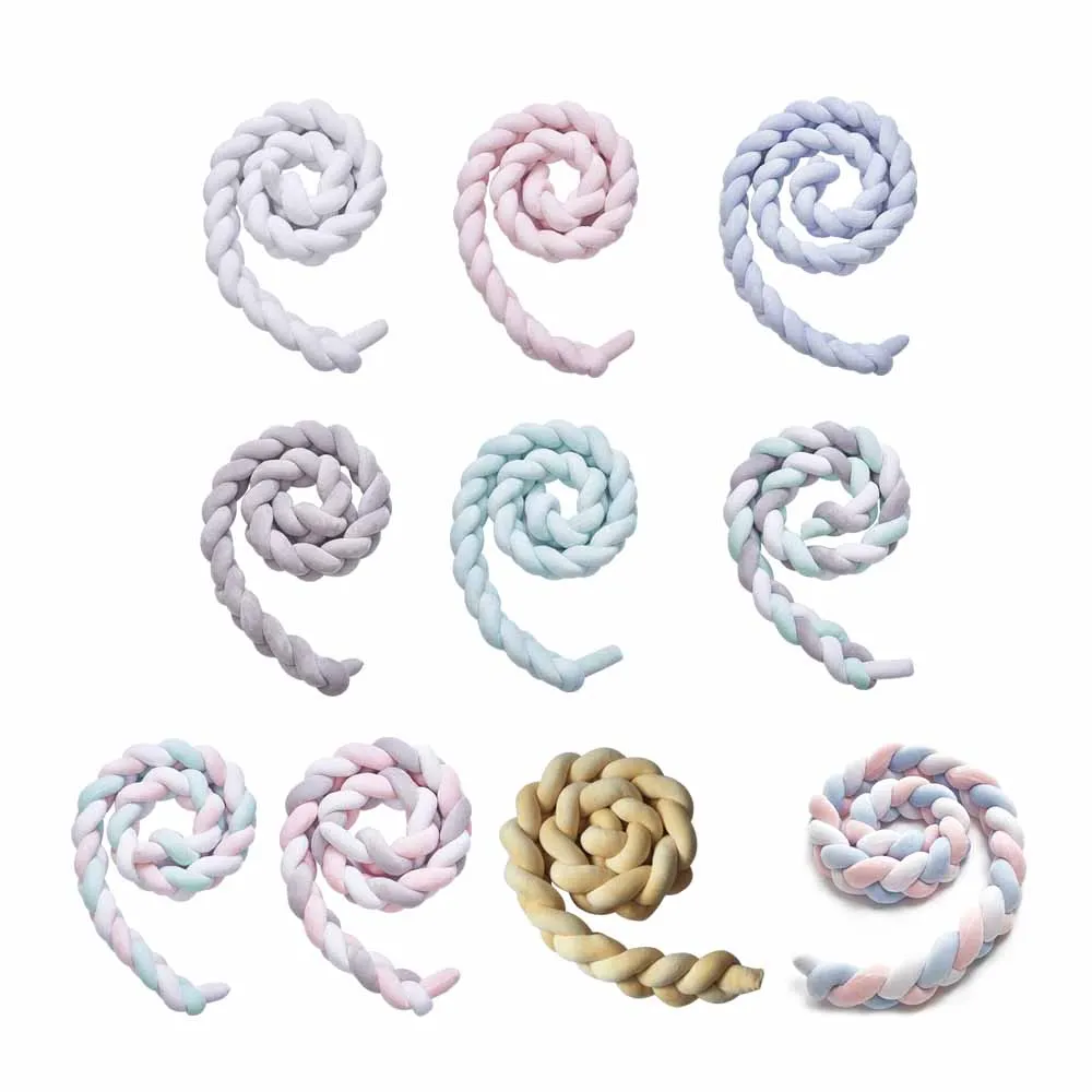 

Baby Handmade Nodic Knot Newborn Bed Bumper Long Knotted Braid Pillow Baby Bed Bumper Protector Infant Room Decor