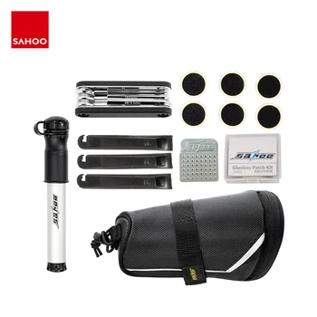 

Sahoo 211242 Multi-function 7 in 1 Cycling Bike Bicycle Repair Tool Kit Set with Saddle Bag Air Pump Tire Lever No-glue Patch