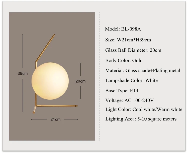 Modern LED Table Lamp Nordic Design Glass Ball Bedside Table Lamps For Bedroom 11