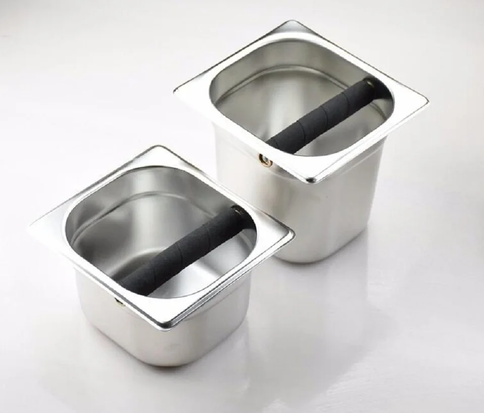 

Free Shipping Wooden Knock Box Stainless Steel Coffee Beans Barrel A/B