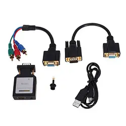 HDV M618 Mini HDMI VGA Ypbpr SPDIF аудио конвертер адаптер Mini HDMI VGA + Ypbpr коммутатор аудио и 3,5 мм черный