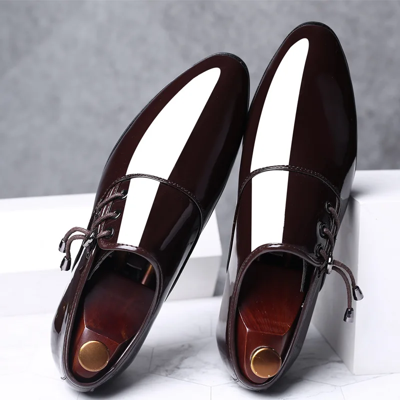 Мужская повседневная обувь из лакированной кожи; Мужская роскошная классическая деловая обувь для свадьбы и офиса; элегантная официальная обувь; Zapatos Altos De Hombre