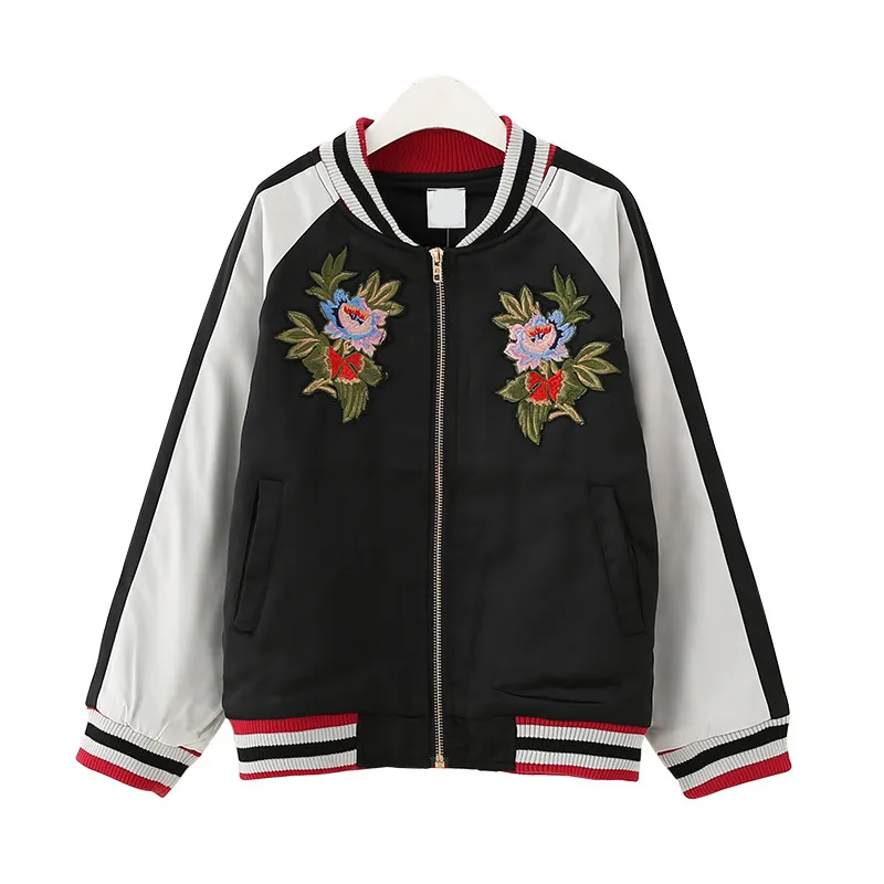 

8 to 16 years big girls & teenager embroidery flower fall autumn rib cuff casual bomber jacket children fashion outwear clothes