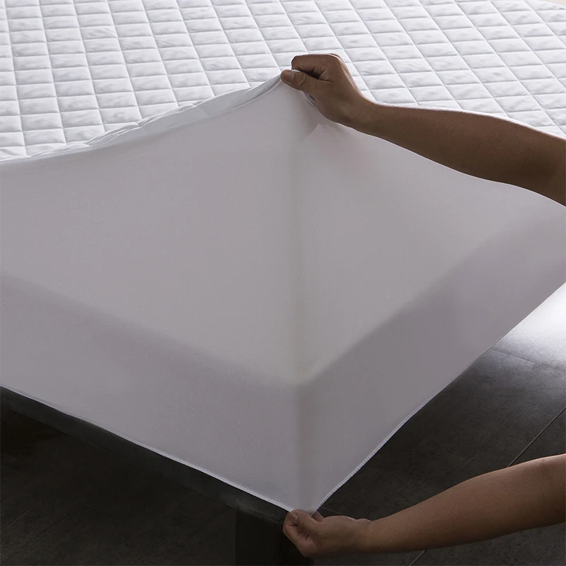  100% Waterproof Bed Cover Brushed Fabric Quilt Mattress Protector Cover for Bed Breathable Anti-mit