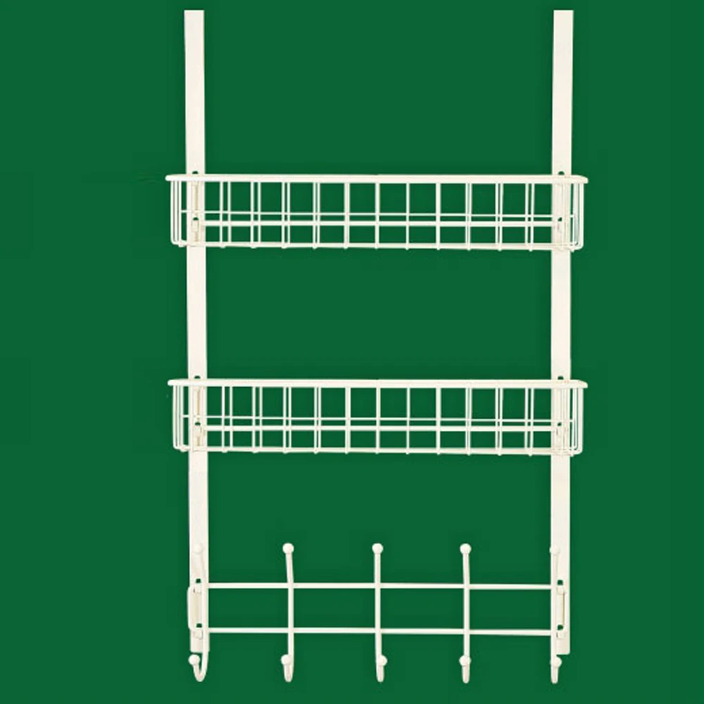  Nail-free door hook hanger mute door rear storage rack door back shelf with hooks bedroom bathroom  - 32907729474