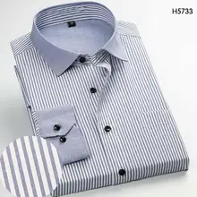 Синяя деловая Повседневная полосатая рубашка с длинным рукавом, мужские деловые свадебные рубашки, клетчатые офисные рубашки, рубашки с длинным рукавом