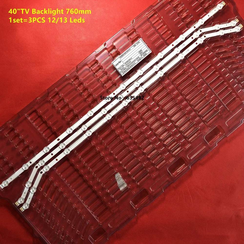 3 PCS 12//13LED 760mm LED strip for Samsung UN40H5203AF BN96-28766A BN96-28767A