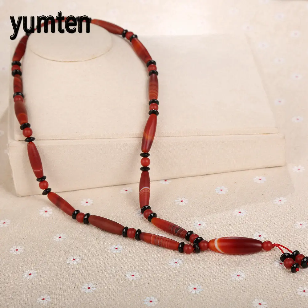 

Yumten Natural Agate Dzi Beads Men Sweater Women Retro Necklace Gift Chain Fashion Water Drop Popular Reiki Gravity Gargantilha