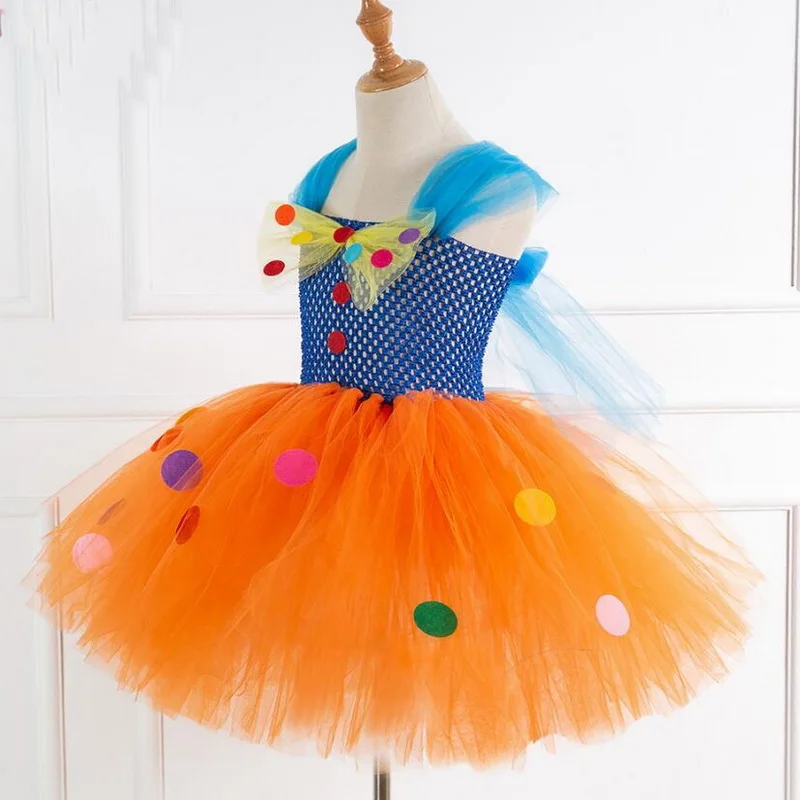 Радужное платье-пачка для девочек с повязкой на голову, Детский костюм для Хэллоуина, цирка, клоуна, для детей, реквизит для фотосессии, праздничное платье-пачка бальное платье