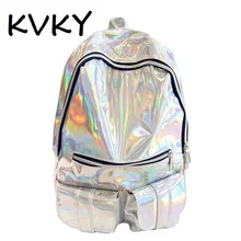 Mochila Masculina rucksack Frauen Silber Hologramm Laser Zurück pack herrentasche leder Holographische Rucksack