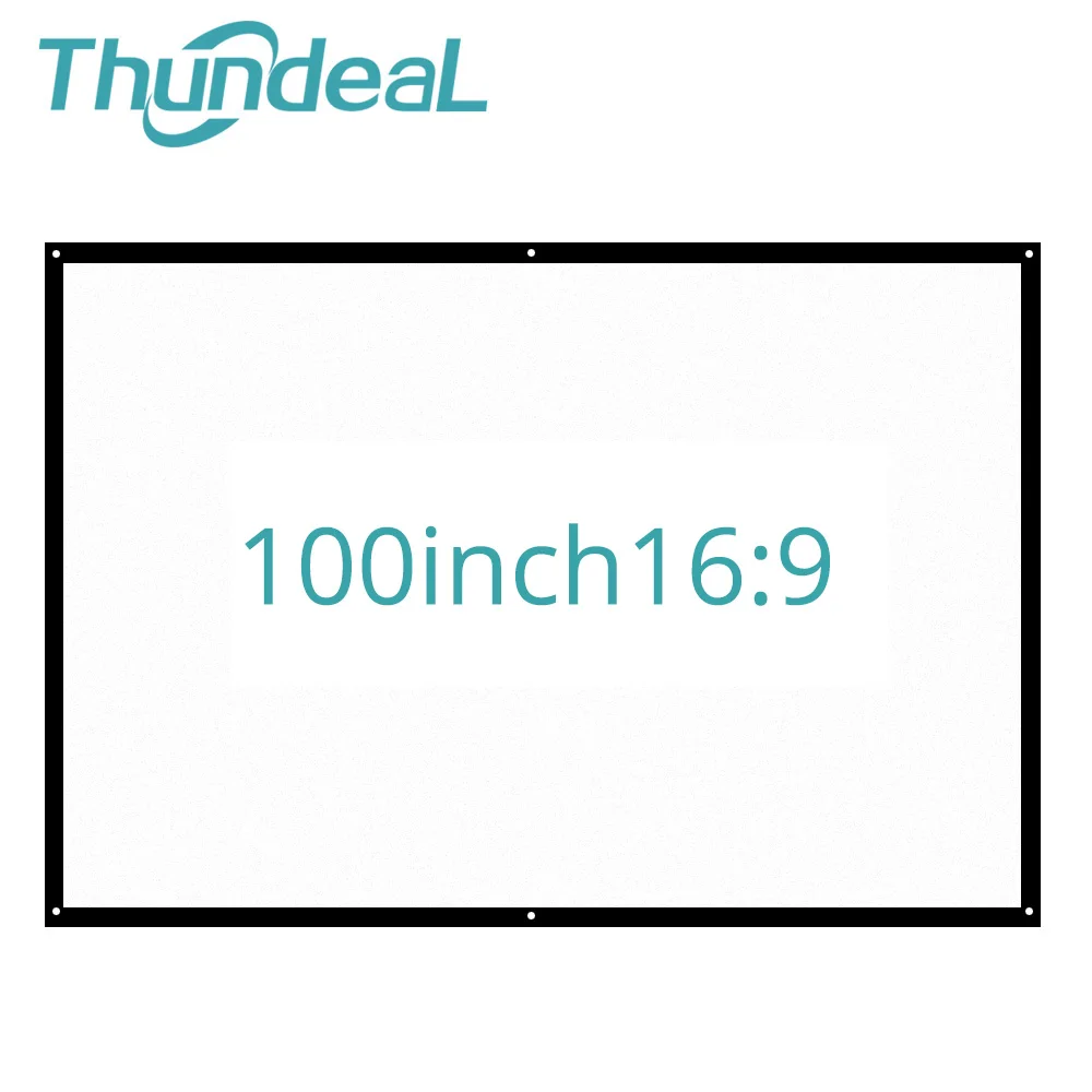 

ThundeaL 100 inch 16:9 Wall Projector Screen Plastic Projection Screen Matte White for Wall Mounted Home Theater Bar Travel