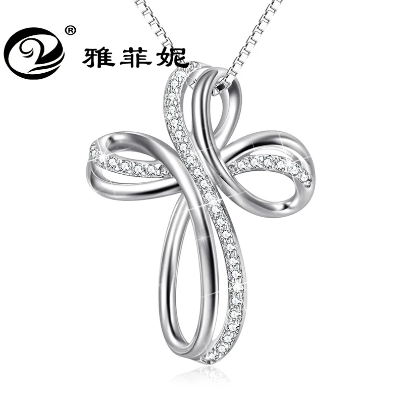 

925 sterling silver collar bone chain of eight microscope manufacturers selling around the cross pendant necklace