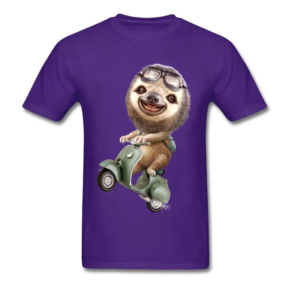RUNAWAY SLOTH T-shirts Cool Short Sleeve Fashionable Round Neck Cotton Fabric Tops Shirt Clothing Shirt for Men Fall RUNAWAY SLOTH purple