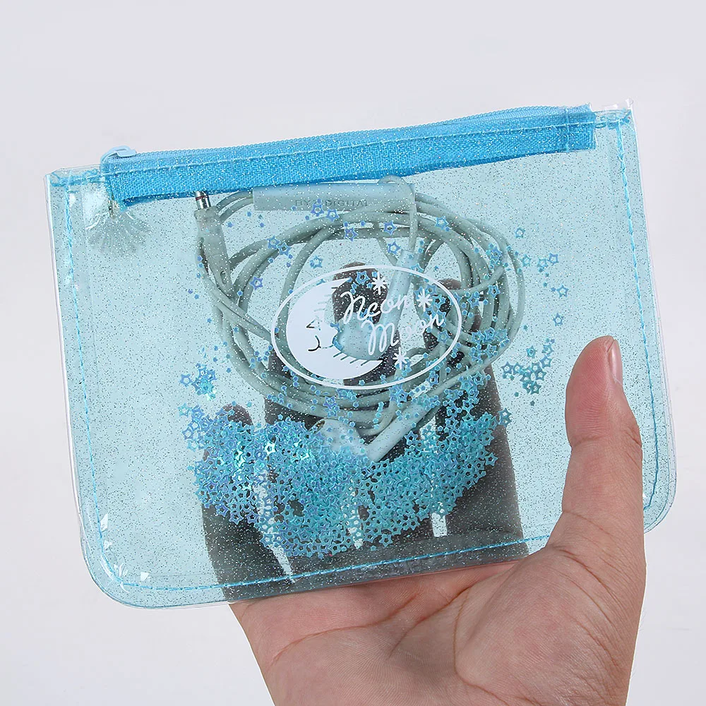 

shiny Transparent PVC Jelly Bag Sequins Envelope Purse Shell Clutch Zipper Coin Purse