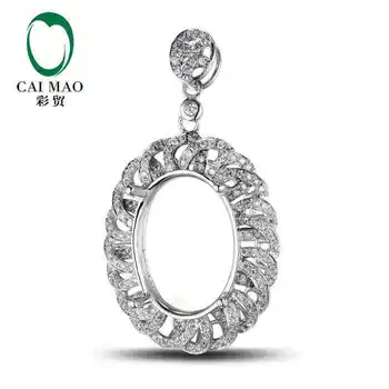 

CaiMao Semi Mount Pendant Oval cut Settings & 0.65 ct Diamond 18k White Gold Gemstone Engagement Fine Jewelry