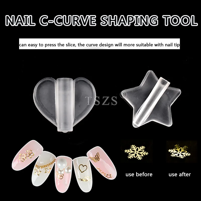 

2pcs/lot Transpartent Heart Star Mold Metal slice Nail Studs Rivets Frameworks C-Curve Shaping Stick Nail Art Tools Manicure