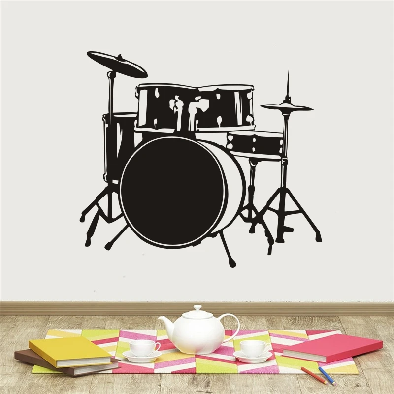 

Musical Instrument Wall Stickers Removable Vinyl Drum Kit Drummer Music Wall Decal Music Bar Wall Art Mural Musical Decor B144
