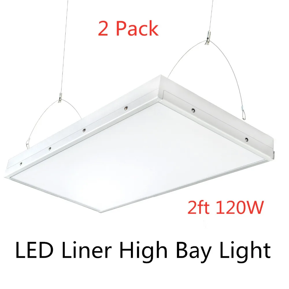 

2 Pack 2FT 120W Linear LED High Bay Light Garage Light Lamp Industrial LED Shop Light Workshop 15000 Lumens 5500K Daylight White