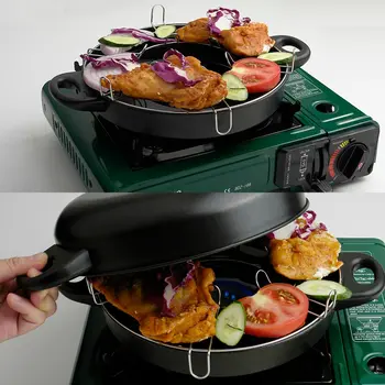 

Stainless Steel Outdoor Fry Pan + Non-stick Griddle Plate Set for Travel Camping Hiking Picnic Furnace Bbq Barbecue Grill