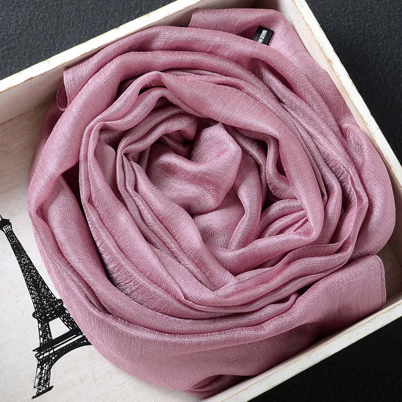 2020 Silk Scarves Women Cotton Chiffon Scarf Solid Foulard Femme Shawls Wraps Silk Bandana Head Scarf Hijab Scarf Beach Poncho|Women