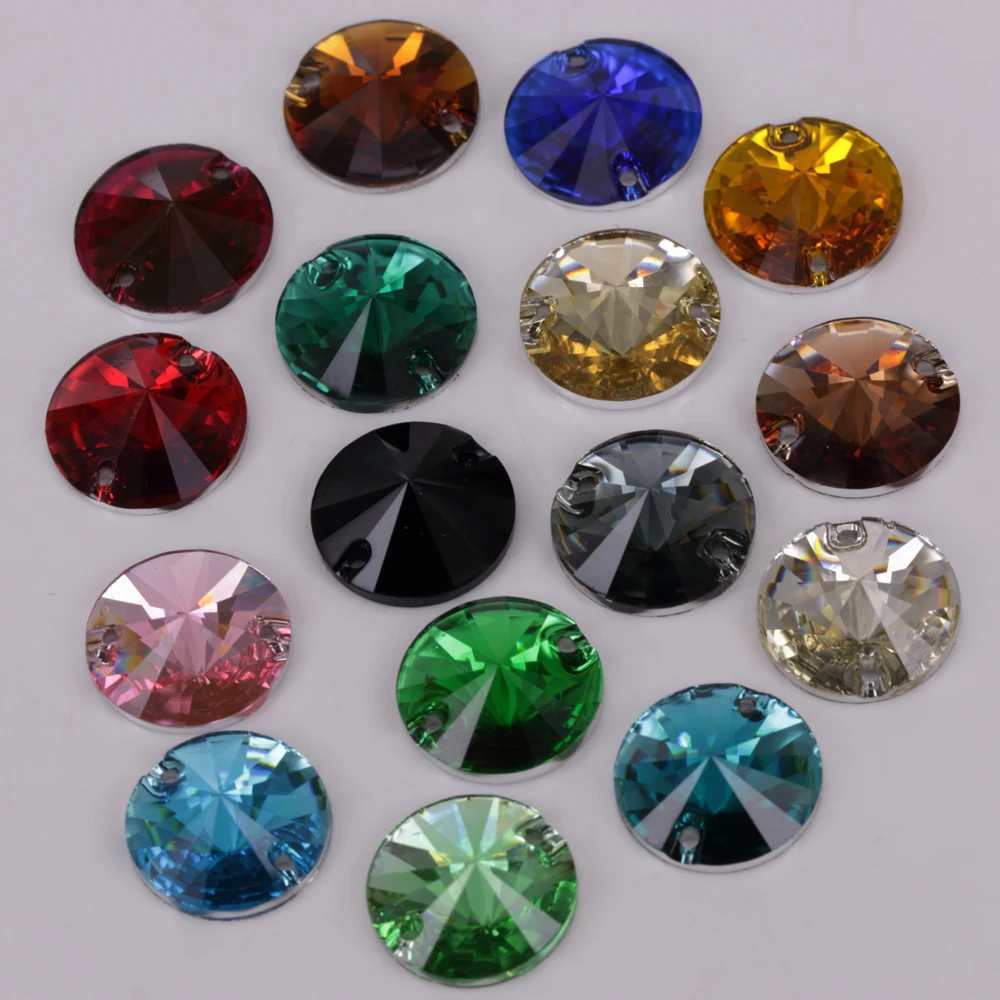 

100pcs/Lot, 10mm, 12mm, 14mm, 16mm, 18mm Rich Colors Flat Back Rivoli Round Resin Sew On Stones flat back rhinestones