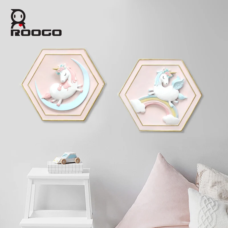 

ROOGO creative Unicorn wall hanging home decoration living room decoration modern simple wall hanging Ornament craft gift
