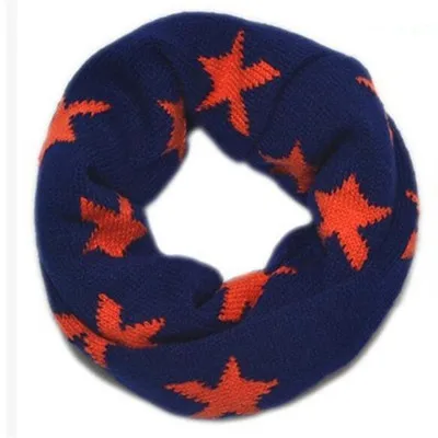 Зимний теплый шарф в Корейском стиле с рисунком пятиконечной звезды для мальчиков и девочек, шарфы, 2607 - Цвет: Blue
