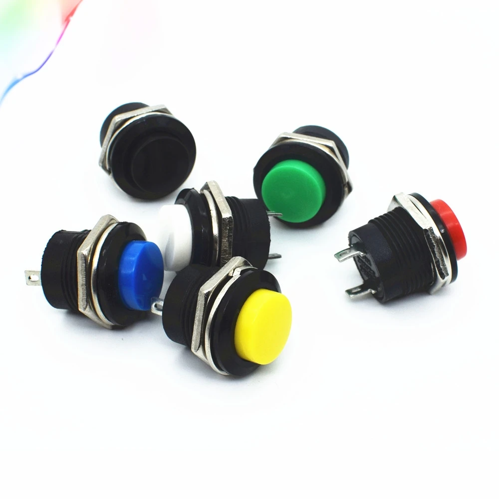 

16mm 2PIN Plastic Push Button Momentary Switch 3A 150V 6Color