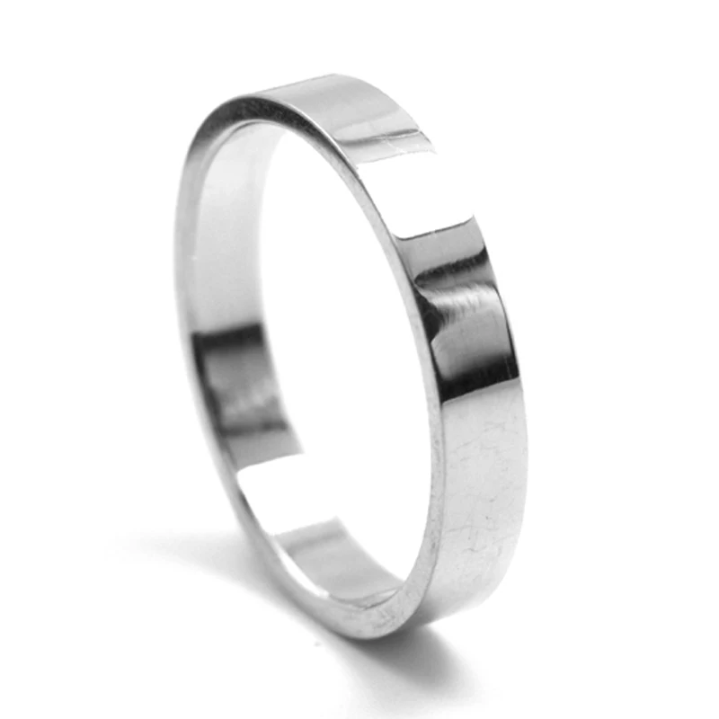 

Wide 4mm Stainless Steel Flat Minimalist Glossy Bright Ring Titanium Ring For Women