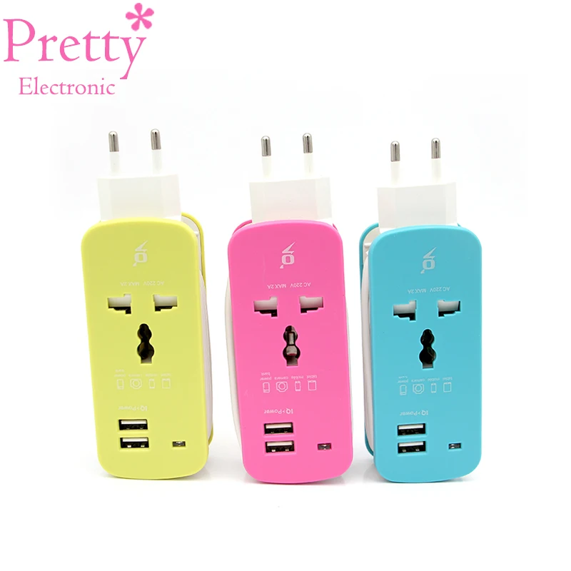 Красочные все в одном Универсальный международный переходник 2 USB порты и разъёмы