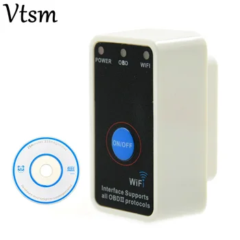 

2018 White ELM327 Power Switch WIFI V1.5 with 25K80 Works Multi-Brand Cars Supports for iOS/Android/PC ELM 327 Wi-Fi OBD Tool