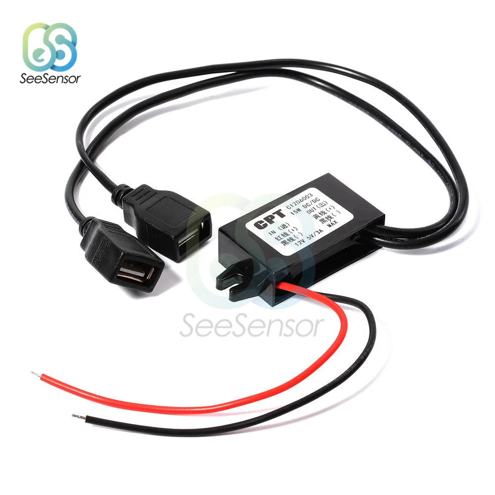 

DC 12V to DC 5V 3A 15W Auto Car Power Converter Regulator Adapter For Car Vehicle Electronics Power Supply
