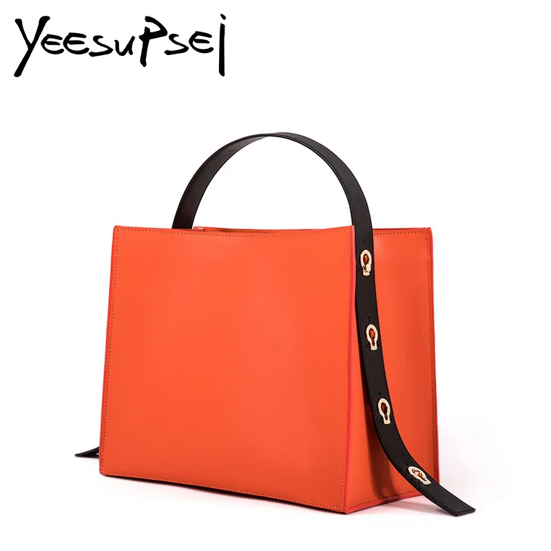 

YeeSupSei Women Hard Leather Handbag Women Big Casual Female Bag Tote Spanish Wide Strap Shoulder Bag Lady Large Bolsos Mujer