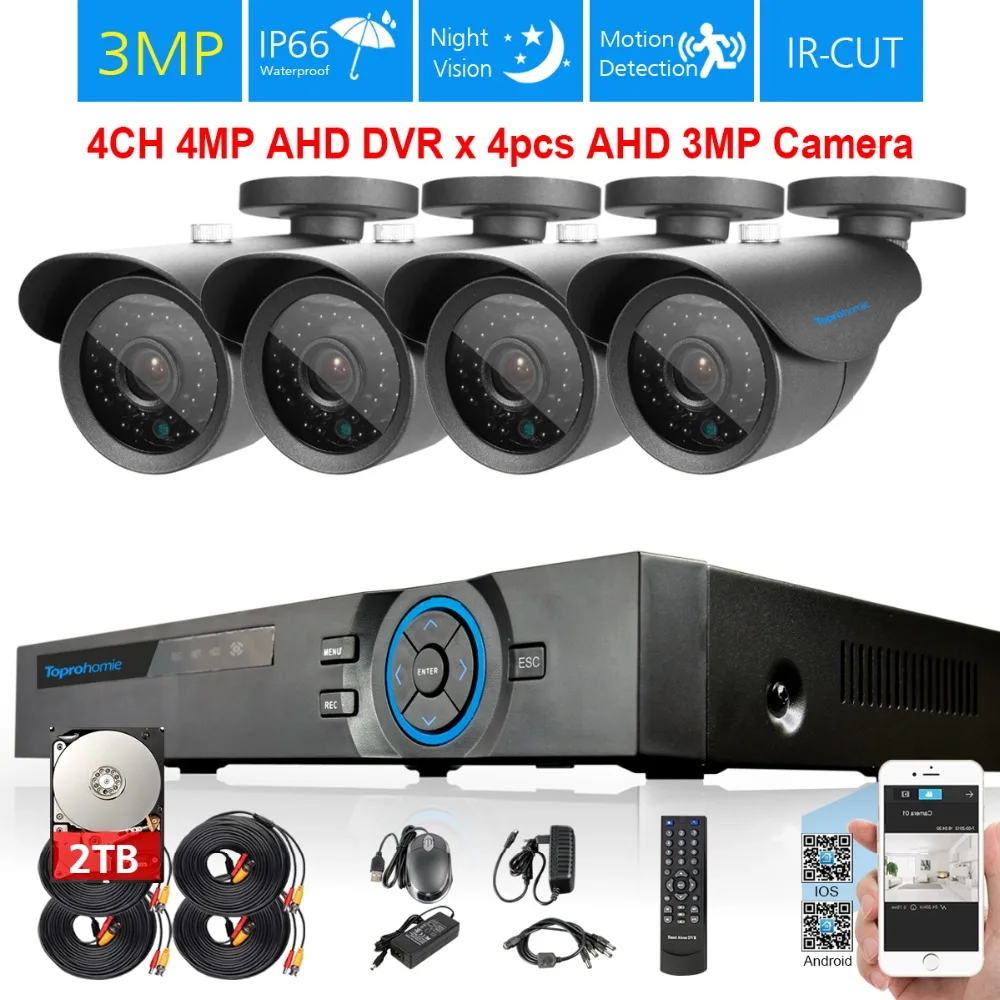 New Super HD 4CH 3MP in/Outdoor Video Surveillance Camera Kit 4Channel
