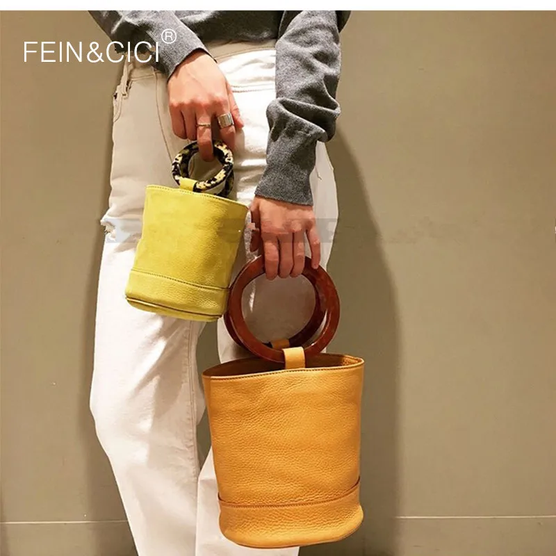 

Bucket bag round Acrylic totes handbag women summer 2018 luxury brand Circle barrel-shaped bag yellow blue brown drop shipping