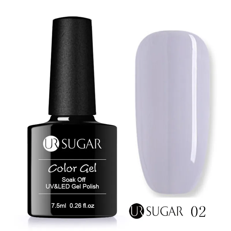 Ur Sugar 112 цветов Гель-лак для ногтей УФ светодиодный полуперманентный лак розовый чистый УФ-цвет 7,5 мл впитывающий лак для ногтей - Цвет: UR-02 Grey