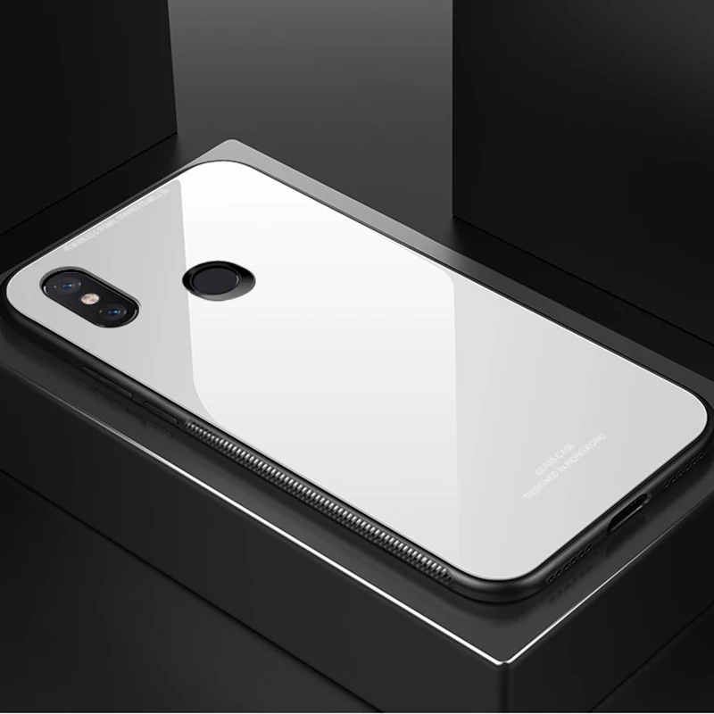Для Xiaomi Mi A2 чехол Роскошный Глянцевый закаленное стекло мягкая силиконовая рамка противоударный жесткий чехол для xiomi Xiaomi Mi A2 Lite - Цвет: Белый