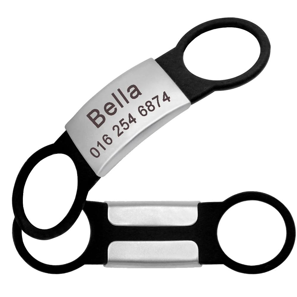 Slip Tag Black Персонализированные Бирки для собак, Выгравированная идентификационная бирка для кошек, круглая кость, форма лапы, индивидуальные бирки для кошек, котят, аксессуары для собак, французский Бульдог - Цвет: Slip Tag Black