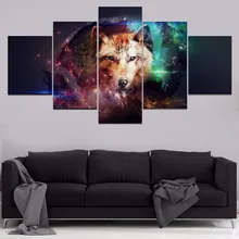 Canvas Print Pictures Living Room Fashion Wall Art 5 Pieces Animal Artistic Wolf Paintings Home Decor Abstract Poster Framework wall art wolf howl print canvas paintings