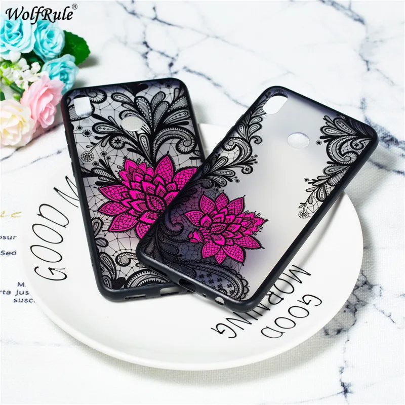 

For Cover Huawei Honor 8X Case WolfRule TPU & PC Embossed Lace Rose Protective Back Phone Case For Huawei Honor 8X Cover 6.5''