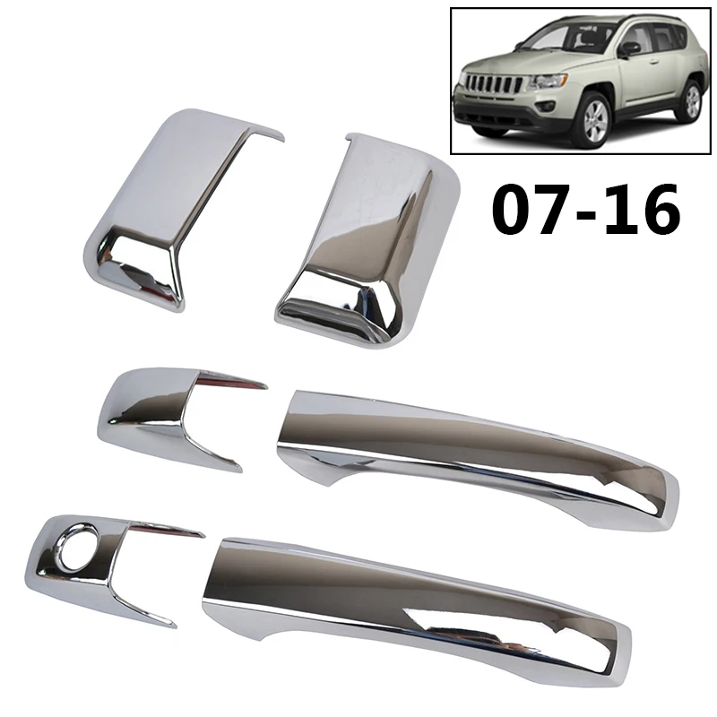 

AX For Jeep Compass Chrome Door Handle Cover Trim Molding Catch Overlay Garnish 08 2009 2010 2011 2012 2013 2007-2016 2015 2014