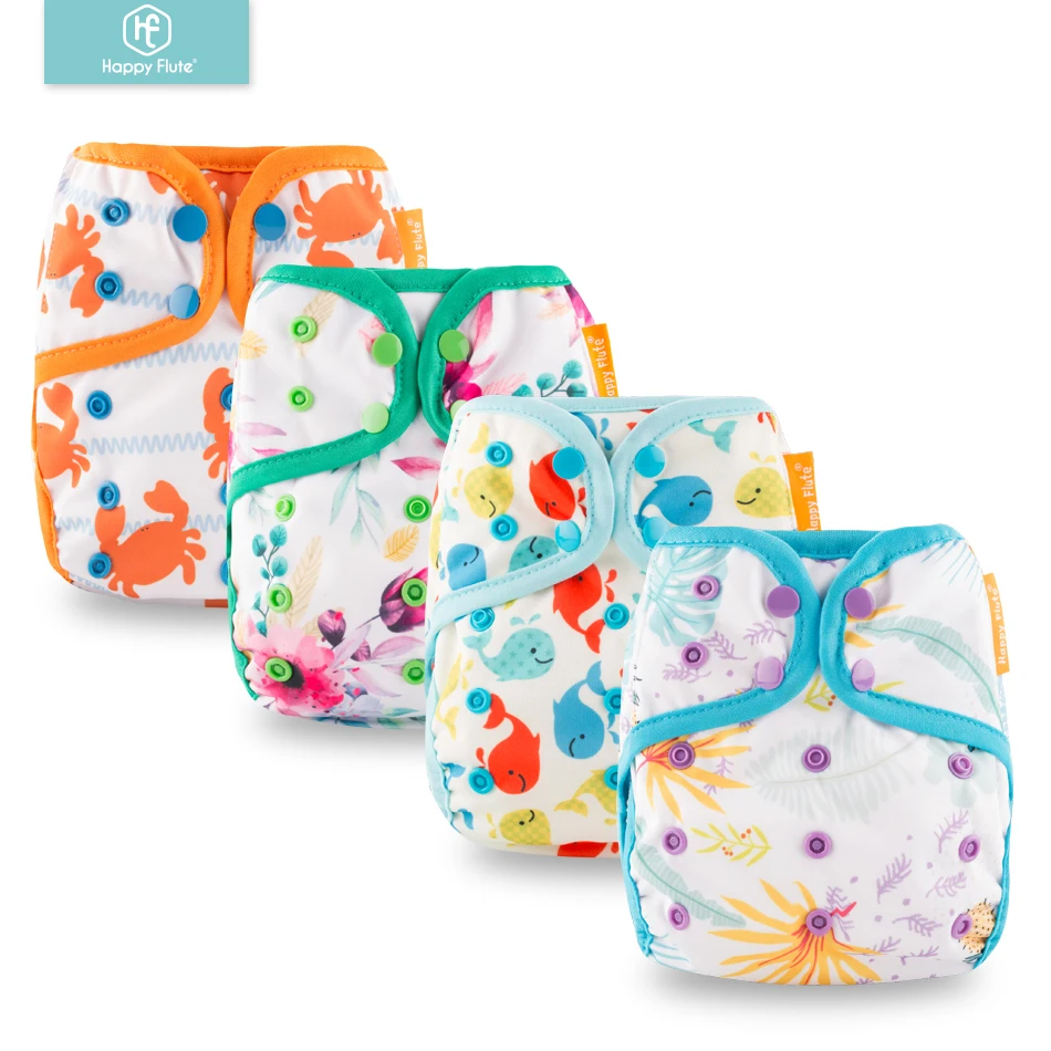 

2019 new design! Happy Flute 1 pcs color-edged diaper waterproof cover eco-friendly diaper cover