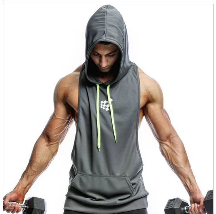 

ZOGAA Summer Compression Sport Vest for Men Hight Elastic Leisure Running Tank Top with Hat Outdoor Sports Sleeveless VEST