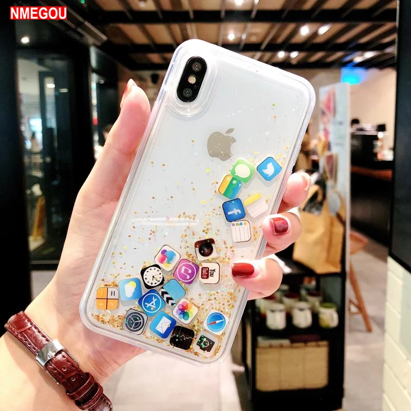 Case Iphone 10 Glitter Iphone Xr Glitter Icon Case Cases Iphone 10 Xs Max - Phone Cases & Covers - Aliexpress