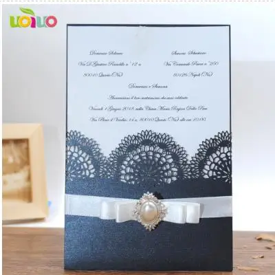 10 шт. Свадебная пригласительная открытка с подгонянной лентой, индивидуальная Пряжка, без вкладышей, без конверта - Цвет: card add bow buckle