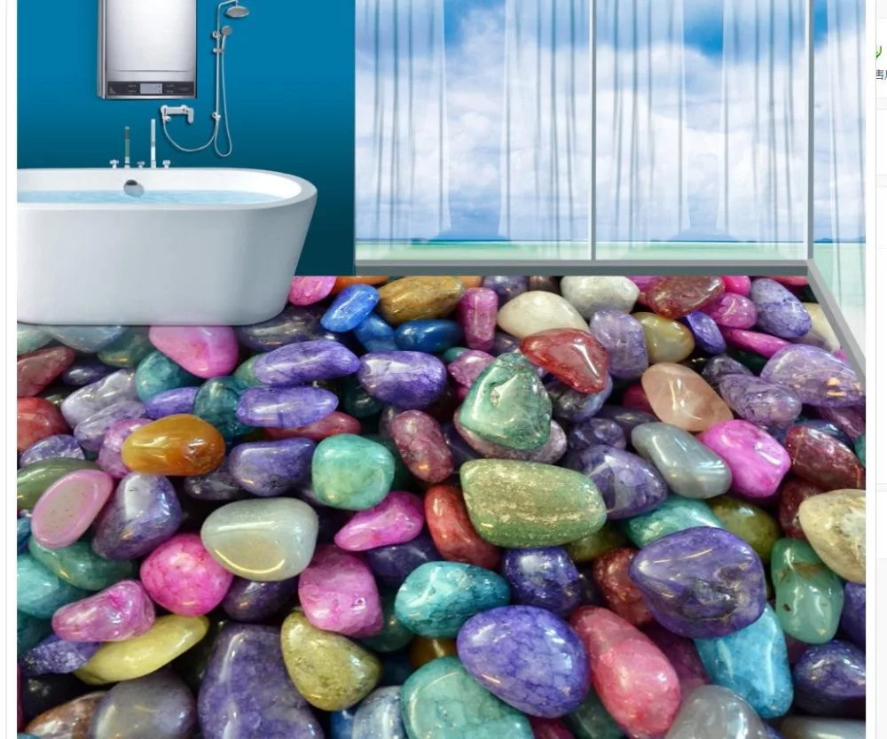 

Custom Any Size Mural Wallpaper TV Background Wall Mural Wall Paper Colorful Stone Romantic Color Stone Bathroom 3D Floor Tile