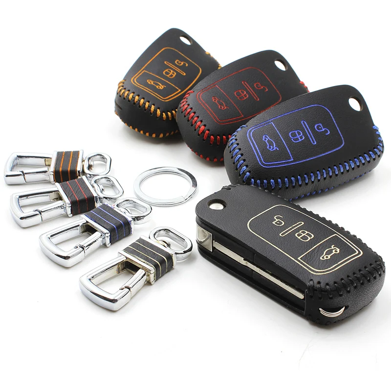 

car key case chain for ford focus 2012 2013 fiesta 2009-2013 s-max 2007/2008 Leather Car Key Cover wallet holder shell