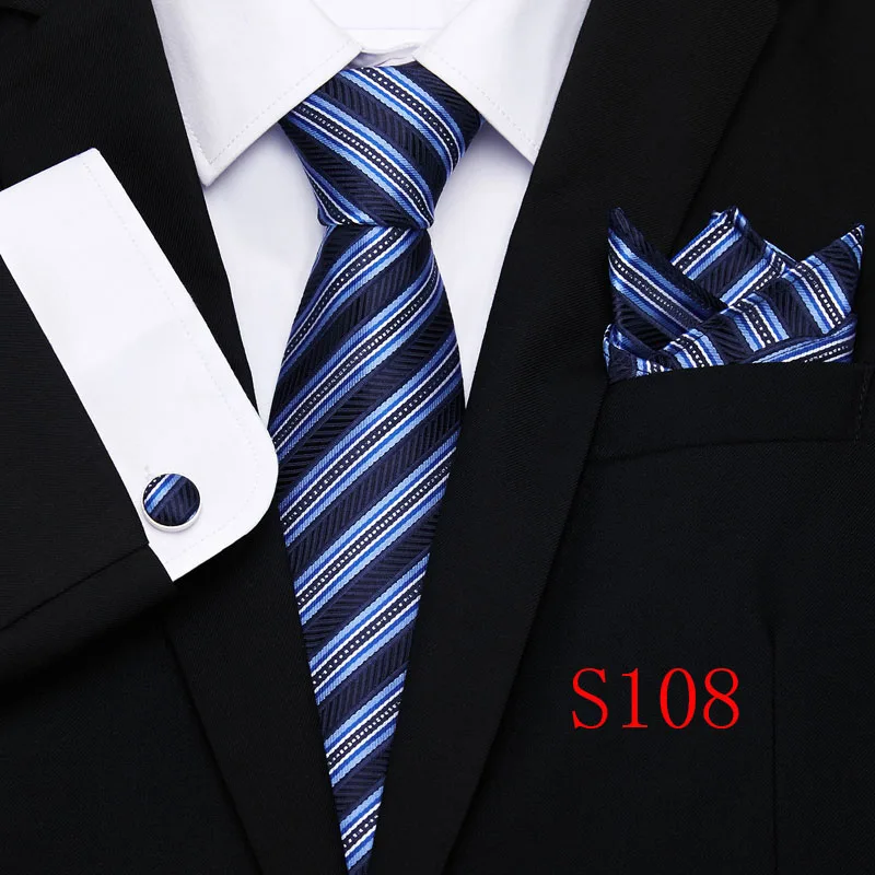 Удлиненные 145 см* 8 см галстуки Пейсли желтый розовый красный синий Hanky запонки набор мужской шелковый галстук 8,5 см Свадебный галстук жениха Cravata - Цвет: S108